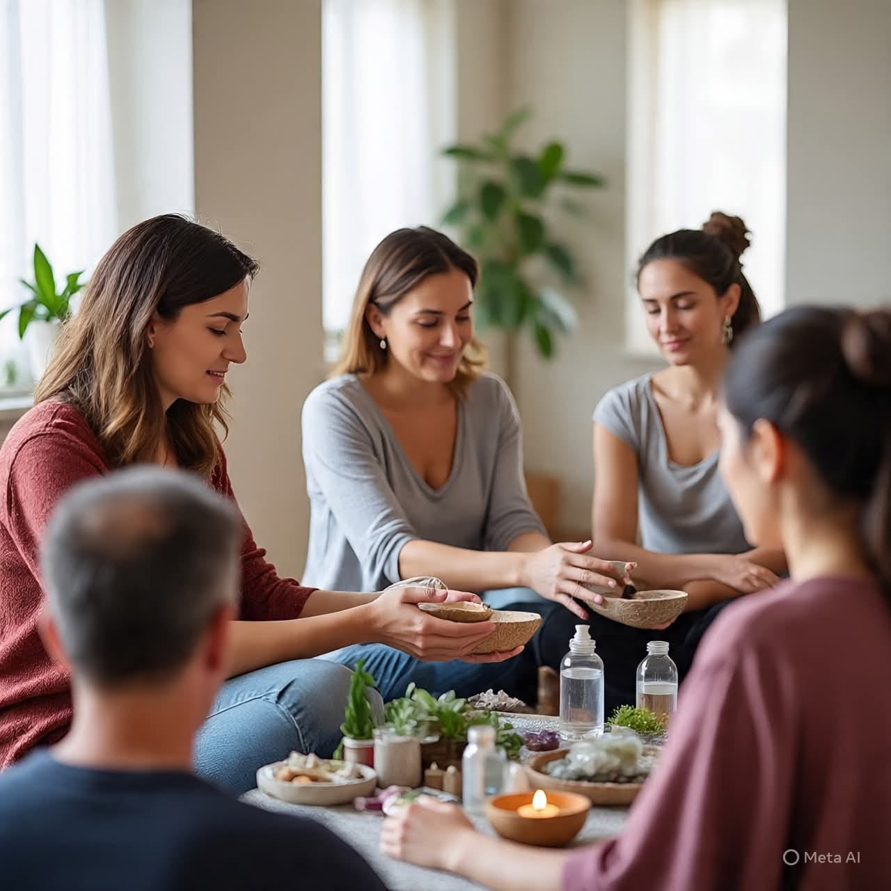 Personas en sesión de terapia grupal - Misión del centro de salud EXCELSA